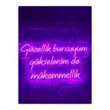 Dekoraven Güzellik Burcuyum Yükselenimde Mükemmellik Yazı Neon Led Duvar Dekoru(80X40Cm), yükraven2mor