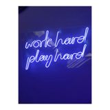 dekoraven Hard Play Hard Neon Led Duvar Yazısı Dekoratif Işıklı Gece Lambası Duvar Süsü Mavi, work