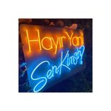 Dekoraven Hayır Yani Sen Kimsin ? -Neon Led Dekoratif Duvar Yazısı Tabelası Aydınlatması Gece Lambası Kms-1006