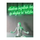 dekoraven Inşallah Ve Şu Olaylar Bi Bitsin Yazı Neon Led Tabela Yeşil 70x40 cm, düzelicez