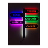 dekoraven Istanbul Işıklı Tablo 51x51 cm Renkli LED'li Duvar Dekorasyon, tabela