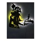 dekoraven Jett Led Işıklı Ahşap Tablo Sarı 55x40 cm, valojet1