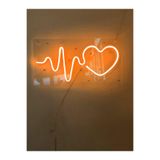 dekoraven Kalp Ritim Neon Şekiller Işaret Neon Led Dekoratif Duvar Aydınlatması Neon Duvar Yazısı Turuncu, kalpritim