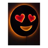 dekoraven Kalpli Dekoratif Led Işıklı Ahşap Tablo 50x50 cm, emoji