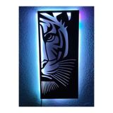 dekoraven Kaplan Dekoratif Led Işıklı Ahşap Tablo 55x25 cm, kaplannew