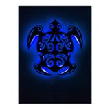 dekoraven Kaplumbağa Led Işıklı Ahşap Tablo 55x50 cm, caretta