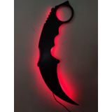 dekoraven Karambit Led Işıklı Ahşap Tablo kırmızı