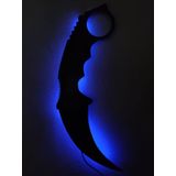 dekoraven Karambit Led Işıklı Ahşap Tablo mavi