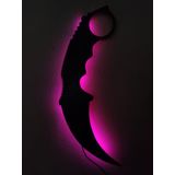 dekoraven Karambit Led Işıklı Ahşap Tablo pembe