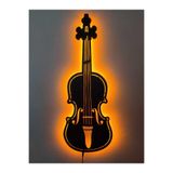dekoraven Keman Led Işıklı Ahşap Dekoratif Tablo 55x32 cm Sarı, keman55