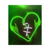 Dekoraven Kırık Kalp Neon Led Dekoratif Aydınlatma Ve Gece Lambası(50X50Cm), kıkalpravyeşil