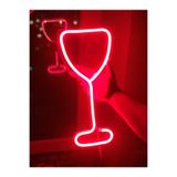 Dekoraven Kırmızı Proje Neon Led Aydınlatma Kadeh Gece Lambası
