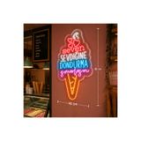 dekoraven Külah Dondurma Tasarımlı Neon Tabela Işıklı ve Cam Süsleme Led Levha dondurmacı kafe neon ışıklı led tabela