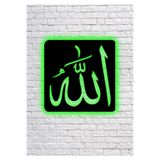 dekoraven Lafzı Led Işıklı Ahşap Tablo 50x50 cm Yeşil, allah