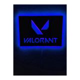 dekoraven Led Işıklı Ahşap Tablo 55x40 cm Mavi, valorant