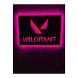 dekoraven Led Işıklı Ahşap Tablo Pembe 55x40 cm, valorant