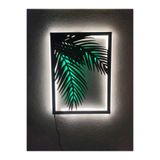dekoraven Led Işıklı Dekoratif Tablo, palmiye