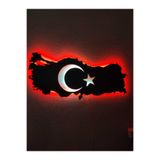 dekoraven Led Işıklı Tablo 55x30 cm Kırmızı Beyaz, türkiye