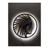 dekoraven Ledli Siyah Ahşap Tablo 55X55, kızılderili