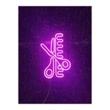 Dekoraven Makas Ve Tarak Neon Led Tabela Kuaför Güzellik Merkezi Berber Dekorasyon, makasrav40mor
