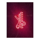 Dekoraven Makas Ve Tarak Neon Led Tabela Kuaför Güzellik Merkezi Berber Dekorasyon, makasrav40red