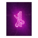 dekoraven Makas Ve Tarak Neon Led Tabela Kuaför Güzellik Merkezi Berber Dekorasyon Pembe 80x50 cm, maskasnew1