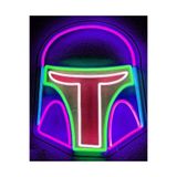 dekoraven Maske Kask Neon Led Tabela Mor, maskraven