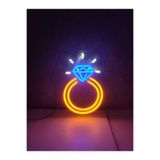 dekoraven Mavi Tektaş Neon Led Tabela 40x30 cm, yüzük