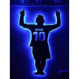 dekoraven Messi Led Işıklı Ahşap Tablo mavi