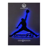 dekoraven Michael Jordan Led Işıklı Ahşap Tablo mavi ışıklı