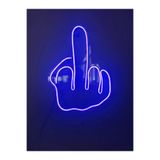 dekoraven Middle Finger Neon Led Duvar Yazısı Dekoratif Işıklı Gece Lambası Duvar Süsü Mavi 36x26cm, mid