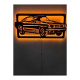 Dekoraven Mustang Led Işıklı Ahşap Dekoratif Tablo, mustangraven999