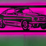 dekoraven Mustang Led Işıklı Ahşap Dekoratif Tablo pembe