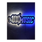 Dekoraven Müzik Led Işıklı Ahşap Tablo, mavimüzikravcen