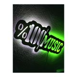 dekoraven Müzik Led Işıklı Ahşap Tablo yeşil-beyaz