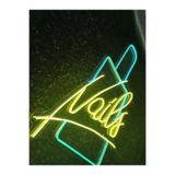 dekoraven Nail Tırnak Manikür Pedikür Güzellik Merkezi Neon Led Tabela Dekoratif 80x40cm Sarı-Turkuaz, nailravs