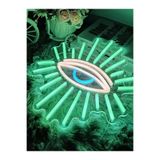 dekoraven Nazar Gözü Neon Tabela Duvar Aydınlatma Masa Aydınlatma Gece Lambası 30x30 cm Yeşil, NAZAR1