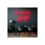 dekoraven No Music No Life Neon Led Tabela Dekoratif Aydınlatma 80x50 cm Kırmızı, nomusicnolifee2