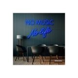 dekoraven No Music No Life Neon Led Tabela Dekoratif Aydınlatma Mavi 60x40 cm, nomusicnolifee2