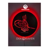 dekoraven Osmanlı Tuğrası Led Işıklı Ahşap Tablo 50x50 kırmızı