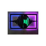 dekoraven Plak Müzik Led Işıklı Ahşap Tablo pembe-mavi-yeşil