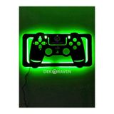 dekoraven Playstation Konsol Led Işıklı Tablo Yeşil 53x42 cm, pskz