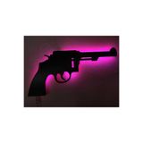 dekoraven Revolver Led Işıklı Ahşap Tablo Pembe 55x30 cm, rev1