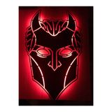 dekoraven Şeytan Dekoratif Led Işıklı Ahşap Tablo 50x50 cm Kırmızı, iblis
