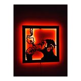dekoraven Smoky Monkey Dekoratif Led Işıklı Ahşap Tablo 50x50 cm, SmokyMonkey1