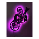 dekoraven Star Wars Bebek Yoda Led Işıklı Tablo Pembe 55x40 cm, babeyoda
