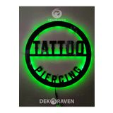 dekoraven Tatto & Piercing Led Işıklı Ahşap Tablo Iç Mekan Tabela