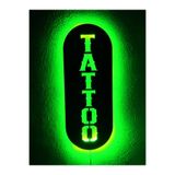 dekoraven Tattoo Dövme Led Işıklı Ahşap Tablo Tabela Yeşil 55x24 cm, taaat
