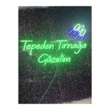 Dekoraven Tepeden Tırnağa Güzelim Güzellik Merkezi Kuaför Neon Led Tabela (80X40Cm), tepedenyeş