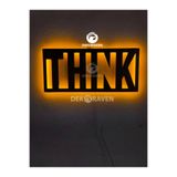 dekoraven Think-Motto Led Işıklı Ahşap Tablo amber sarısı